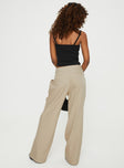 Front view of model wearing  front Princess Polly High Waisted Pants  Zienna Pants Taupe