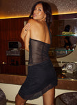 Front view of model wearing  front Loire Asymmetric Mini Skirt Black Princess Polly  Mini Skirts 