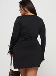 Dalzine Long Sleeve Mini Dress Black Curve