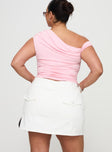 back view of model wearing Princess Polly Returna Skort White Curve High Waisted Shorts 