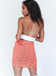 back view of model wearing Princess Polly Leo Knit Mini Skirt Orange 