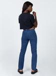 back view of model wearing Princess Polly Cameron Denim Jeans Mid Rise 