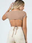 product Princess Polly Short Sleeves Square Neck  Becca Short Sleeve Crop Top Beige