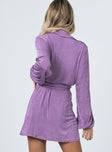 back view of model wearing Princess Polly Party Time Mini Dress Purple 