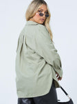 back view of model wearing Princess Polly Adalia Shirt Khaki 