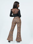 back view of model wearing Princess Polly Devotion Snake Print Pants Brown 