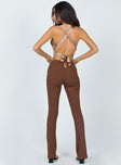 back view of model wearing Princess Polly Imogen Pants Brown 