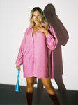 front view of model wearing Princess Polly Evolving Shirt Dress Pink 