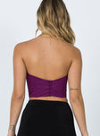 back view of model wearing Princess Polly Bad Gal Bustier Purple 