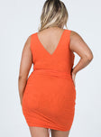 back view of model wearing Princess Polly Avari Mini Dress Orange 