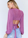 back view of model wearing Princess Polly Adi Long Sleeve Top Purple 