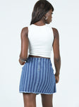 back view of model wearing Princess Polly Ariyah Wrap Denim Mini Skirt 