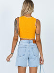 back view of model wearing Princess Polly Maggie Denim Shorts Denim 