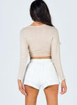 Front view of model wearing  front Beach House Shorts Off White Princess Polly High Waisted Shorts 