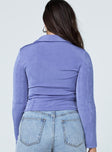 back view of model wearing Princess Polly Elody Long Sleeve Top Light Blue 