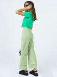 back view of model wearing Princess Polly Euros Pants Lime Green 