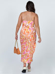 back view of model wearing Princess Polly Zamora Maxi Dress Orange / Pink 