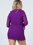 back view of model wearing Princess Polly Theo Mini Dress Purple 