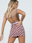 back view of model wearing Princess Polly Renee Retro Tile Mini Skirt Purple 