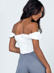 back view of model wearing Princess Polly Harry Top White 