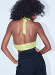 back view of model wearing Princess Polly Twain Top Green 