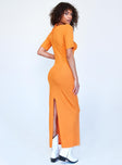 back view of model wearing Princess Polly Field Of Dreams Maxi Dress Orange 