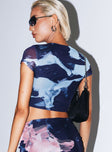 back view of model wearing Princess Polly Bold Move Top Navy 