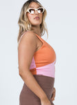 side view of model wearing Princess Polly Faiyaz Top Pink / Orange 