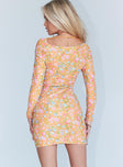 back view of model wearing Princess Polly Juliette Mini Dress Orange 