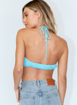 back view of model wearing Princess Polly Nadia Top Blue 