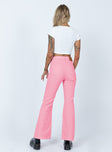 back view of model wearing Princess Polly Cabarita Lounge Denim Jeans Pink High Waisted 