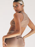 back view of model wearing Princess Polly In The Game Top Brown 