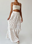 Front view of model wearing  front Fowler Maxi Skirt White Princess Polly  Maxi 