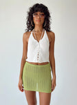 Front view of model wearing  front Motel Juna Skirt Lime Princess Polly  Mini Skirts 