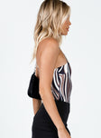 side view of model wearing Princess Polly Azaria Bodysuit Multi Sleeveless Asymmetric Neckline 