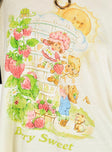 product Princess Polly Full Sleeves Scoop Neck  Berry Sweet Oversized Tee Cream