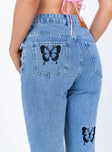 back view of model wearing Princess Polly Bilbao Denim Jeans Mid Rise 