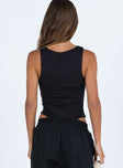 back view of model wearing Princess Polly Karimo Bodysuit Black Sleeveless Crew Neck 