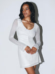 Front view of model wearing  front Princess Polly Scoop Neck  Wiluna Mini Dress White