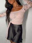 Front view of model wearing  front Princess Polly Short Sleeves Boat Neck  Danalah Lace Wrap Top Pink