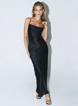 Front view of model wearing  front Princess Polly High Neck  Celena Maxi Dress Black