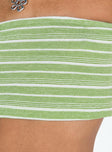 product Princess Polly Sleeveless Asymmetric Neckline  Pool Party Knit Top Green Stripe