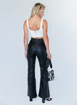 back view of model wearing Princess Polly Harvey PU Pants Black 