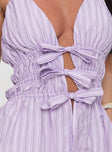 Best Of Me Halter Ruched Top Lilac Stripe