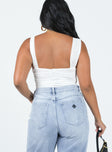 back view of model wearing Princess Polly Kalmia Bodysuit White Sleeveless Sweetheart 