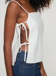 back view of model wearing Princess Polly Novalie Top White Sleeveless Square Neck 