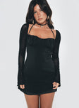 product Princess Polly Square Neck  Dyer Sheer Sleeve Mini Dress Black Petite