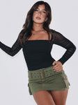 front view of model wearing Princess Polly Delany Bodysuit Black Petite Full Sleeves Square Neck 