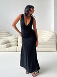 Front view of model wearing  front Princess Polly Asymmetric Neckline  Ellia Maxi Dress Black