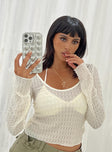 Front view of model wearing  front Princess Polly  Lyner Long Sleeve Top Off White